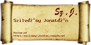 Szilvásy Jonatán névjegykártya